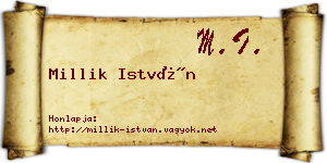 Millik István névjegykártya